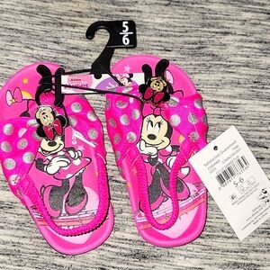 Toddler Girls 5/6 Minnie Flip Flops Pink/Black